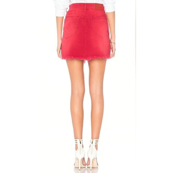 Revolve One Teaspoon Vanguard High Waist Denim Skirt in Red Envy 28 Jean Skirt - Picture 3 of 11